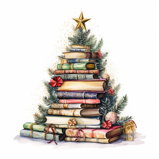 Sublimação de Árvore de Livro de Natal