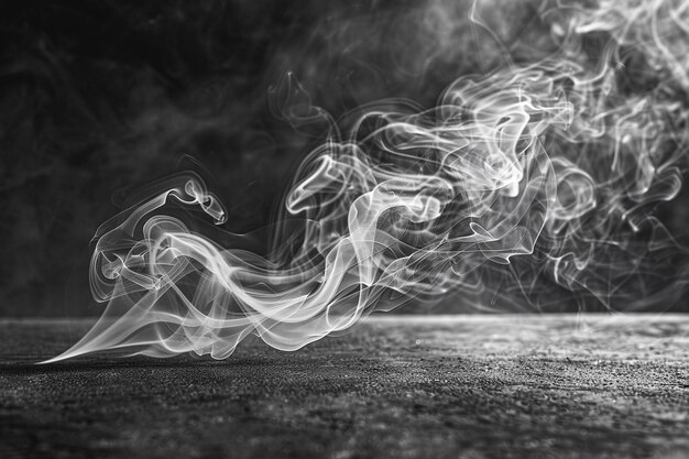 Foto sublimes haz de humo en una superficie oscura