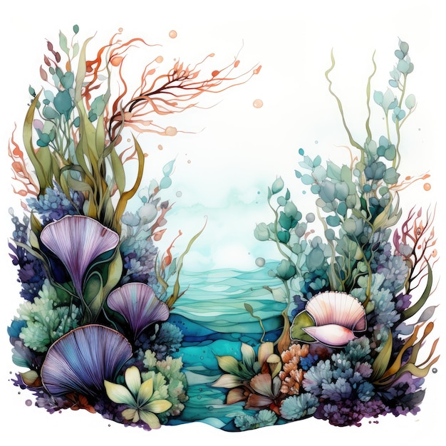 submarino acuarela álbum de recortes ilustración arte frontera marco flores amable niño libro tatuaje