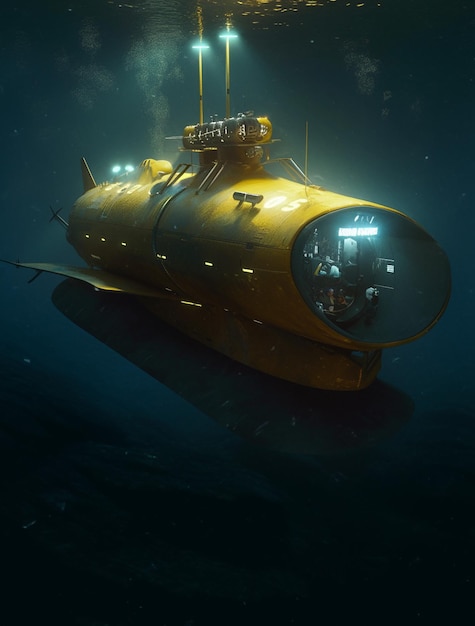 Un submarino amarillo con el número 2 en la parte inferior.