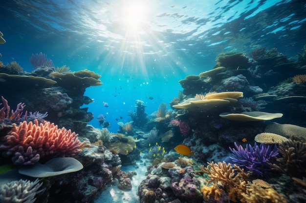 Submarino azul tropical soleado Generar Ai