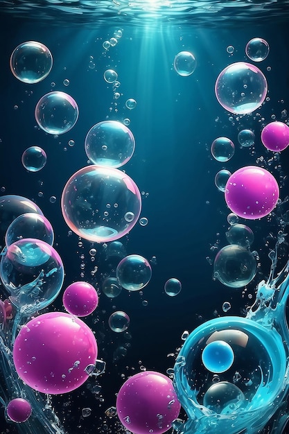 Foto submarino bolhas de água de fundo