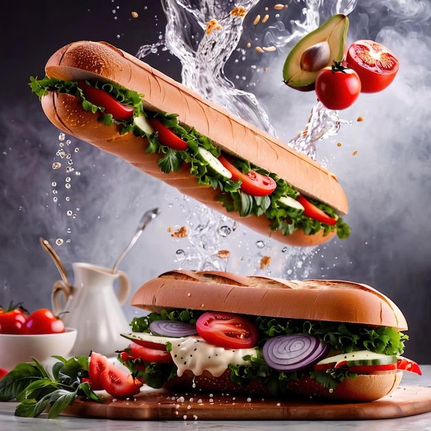 Submarino giro sub sanduíche foto de comida dinâmica