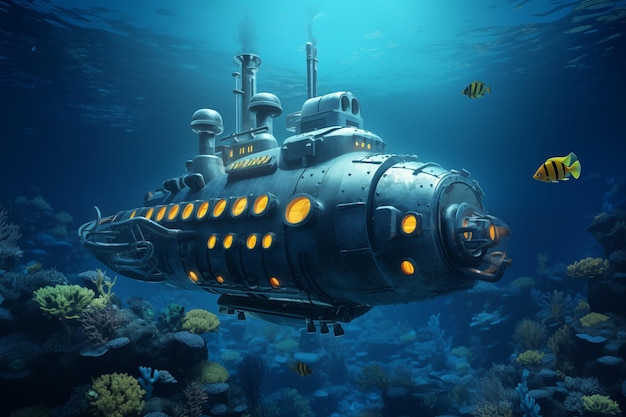 submarino bajo el mar por Generative AI