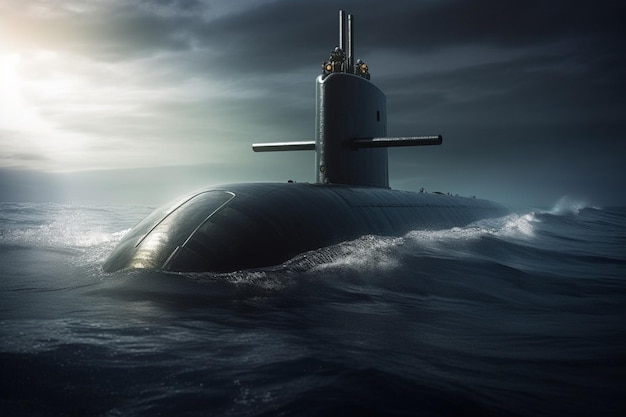 un submarino nuclear que se mueve bajo el agua