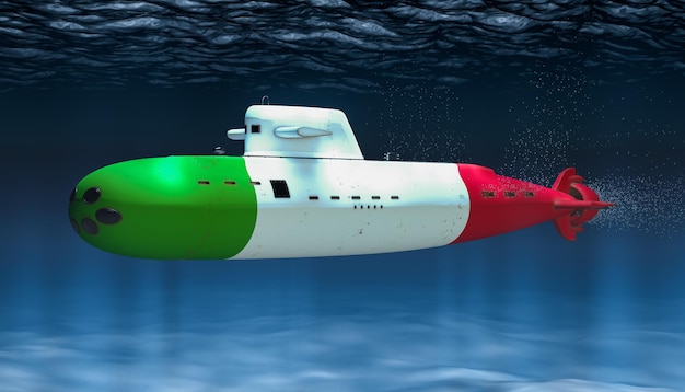 Submarino de la representación 3D del concepto de la Armada italiana