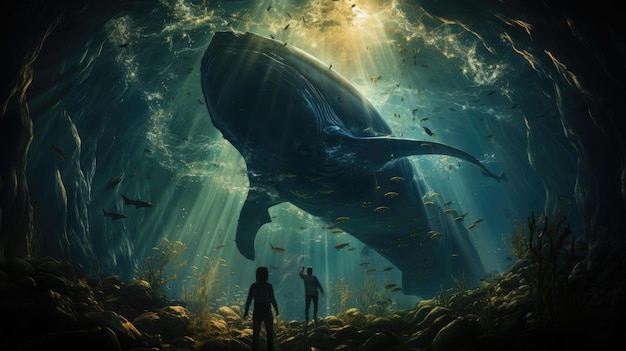 Un submarino surrealista disparó a una ballena salvaje.