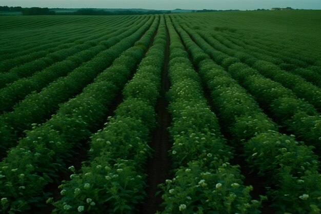 Substituto de açúcar de folha doce Stevia rebaudiana isolado no fundo do campo Rede neural AI gerada