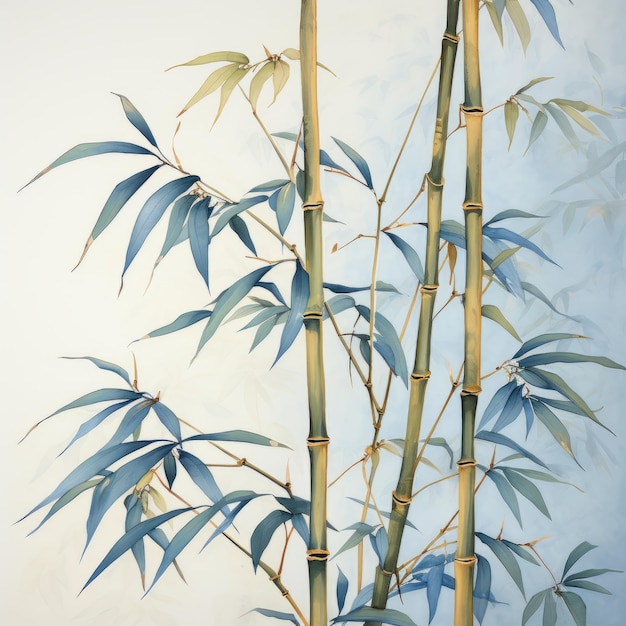 Subtil pintura de bambu azul e dourado de Jody Bergsma