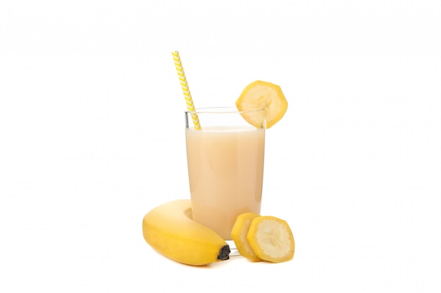 Suco de banana isolado. Fruta fresca