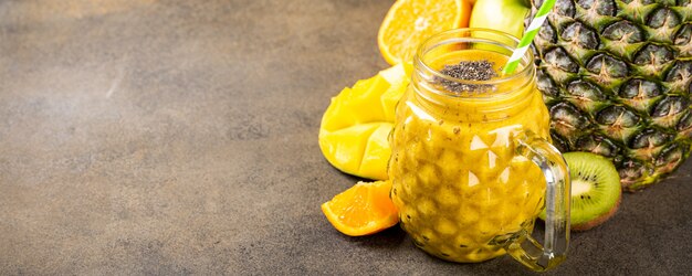 Suco de batido com sementes de chia