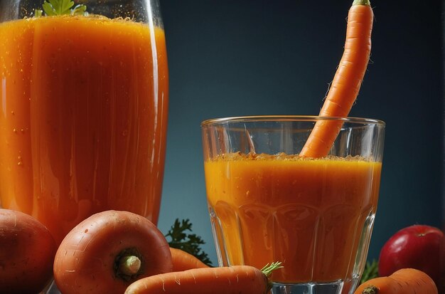 Foto suco de cenoura misturado com outras frutas