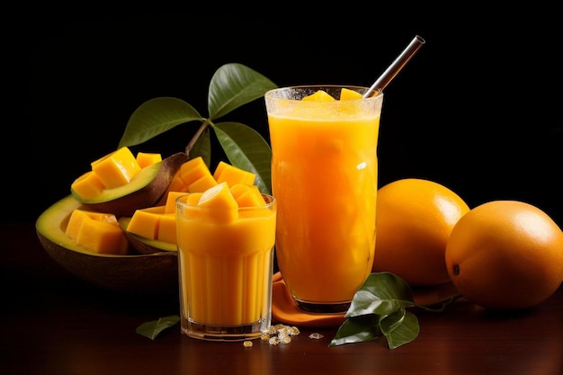 Suco de frutas de mango, cítricos e tangos