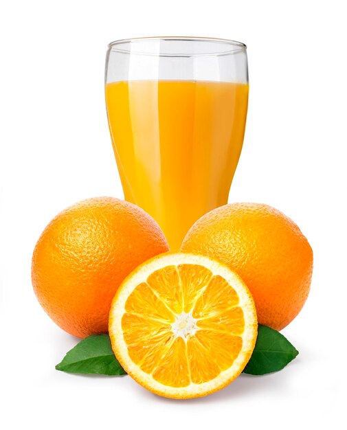 Suco de laranja e laranjas