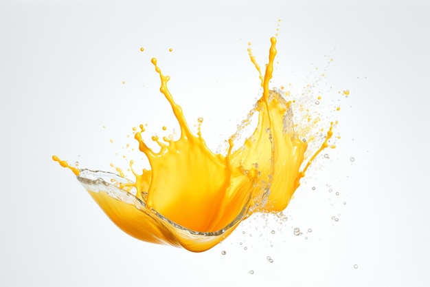 Foto suco de laranja espalhado isolado sobre um fundo branco