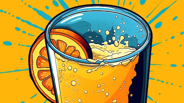 Suco de laranja espremido na hora Fantasia conceito ilustração pintura