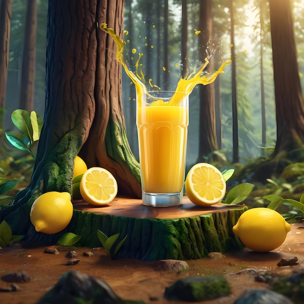 Suco de limão Podium na floresta
