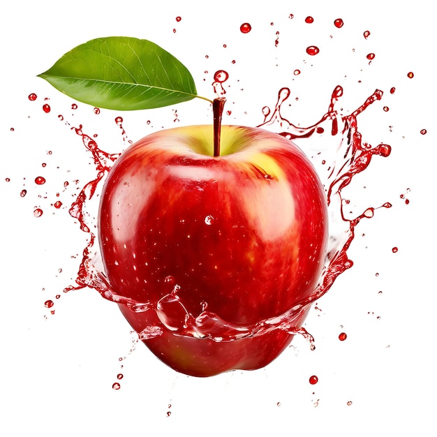 Foto suco de maçã a espalhar-se e a girar