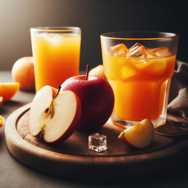 Suco de maçã e frutas
