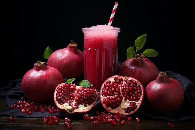 Foto suco de romã com limão e lício fotografia de suco de romão