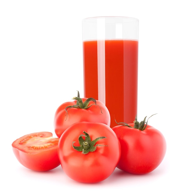 Suco de tomate em vidro