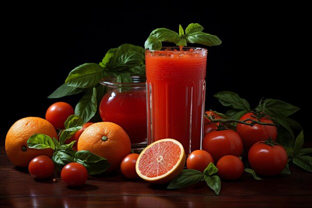 Suco de Tomate Tropical Fotografia de imagens de suco de tomate