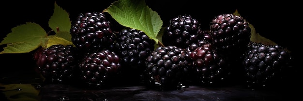 Suculentas bagas suculentas frescas orgânicas naturais frutas maduras deliciosas blackberry colheita tentadora frutífera gerada por IA