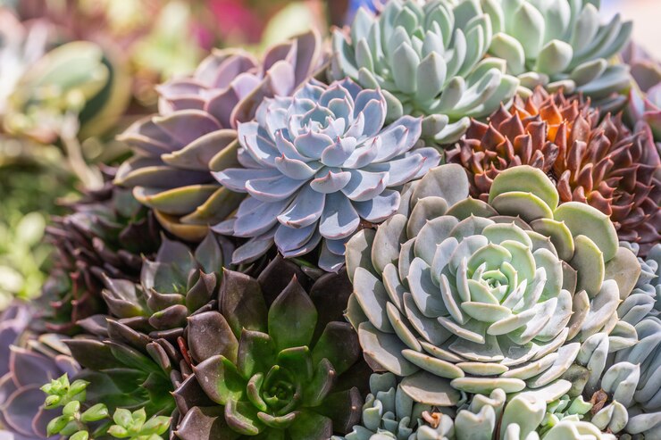 Suculentas o cactus en el jardín botánico del desierto para decoración y diseño agrícola.