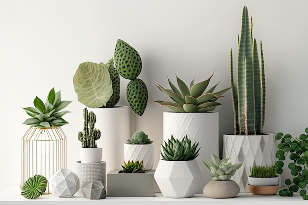 Suculentas plantas en maceta pared blanca copia espacio Ecoliving plantas de interior y hobby