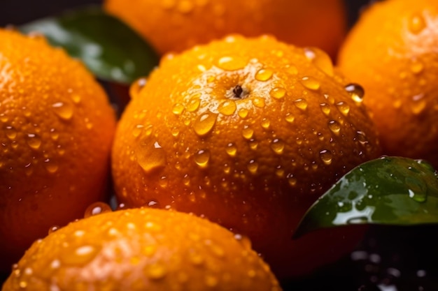 Suculentas tangerinas cítricas em gotas de água generativas ai