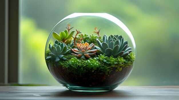 Suculento Serenity Design de Interiores com Jardins de Vidro em Miniatura