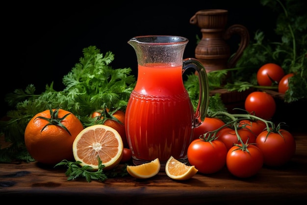 Suculento Suco de Tomate Fotografia de imagens de suco de tomate