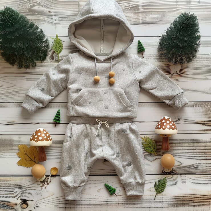 una sudadera de bebé con una capucha que dice bebé en ella