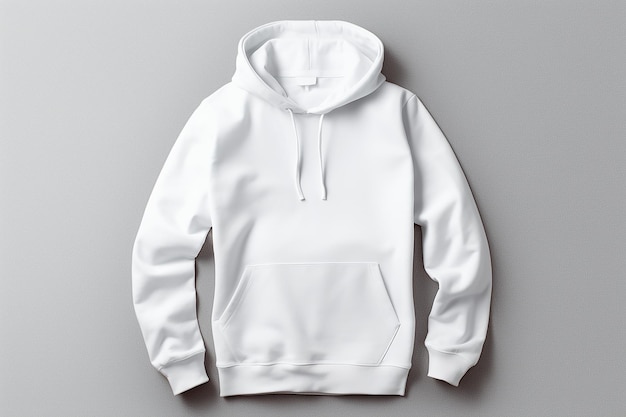 Sudadera con capucha blanca sobre fondo liso