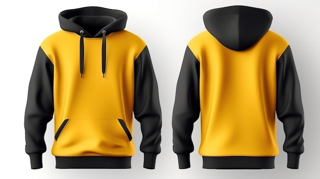 sudadera con capucha de color amarillo y negro para hombre de manga larga