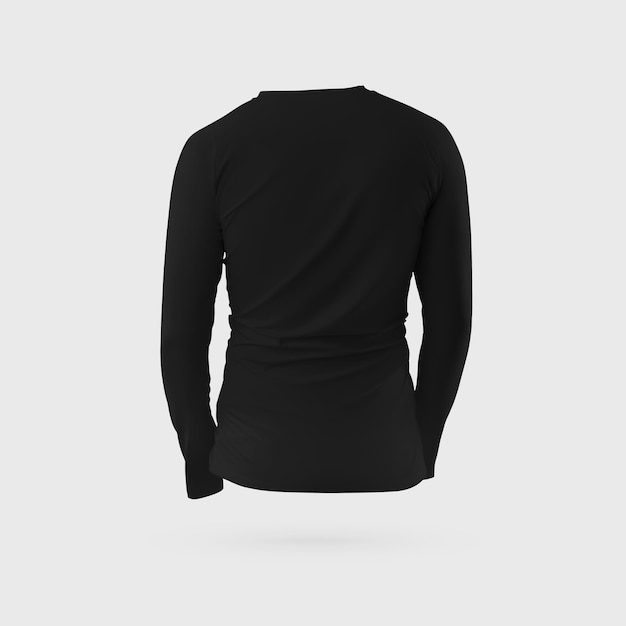 sudadera negra de manga larga con cuello redondo para hombre vacía