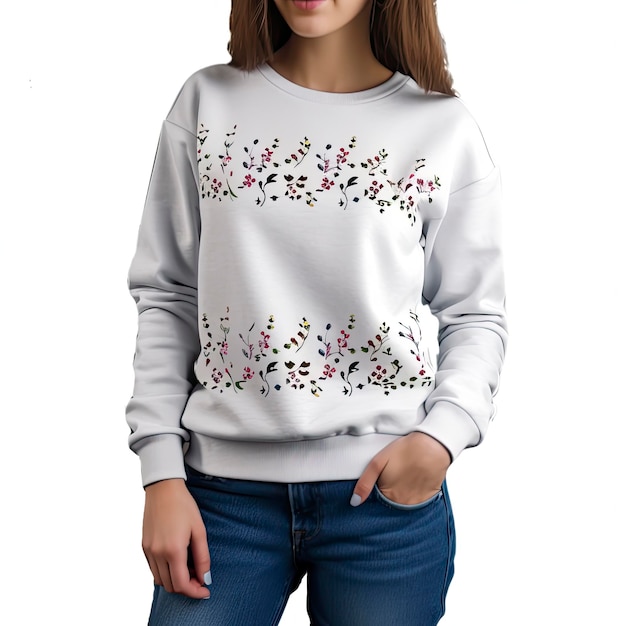 Sudadera con pequeño diseño floral generat ai