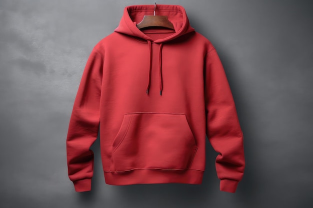 sudadera roja sobre fondo gris Imitación para publicidad