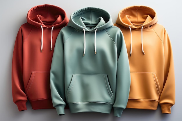 Sudaderas con capucha de mujer sobre fondo blanco IA generativa