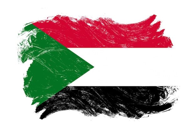 Sudan-Flagge auf beunruhigtem Grunge-Bürstenhintergrund mit weißem Strich