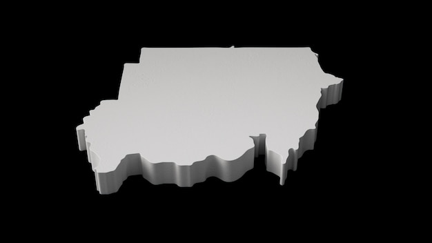 Sudán Mapa 3D Geografía Cartografía y topología Superficie azul Ilustración 3D