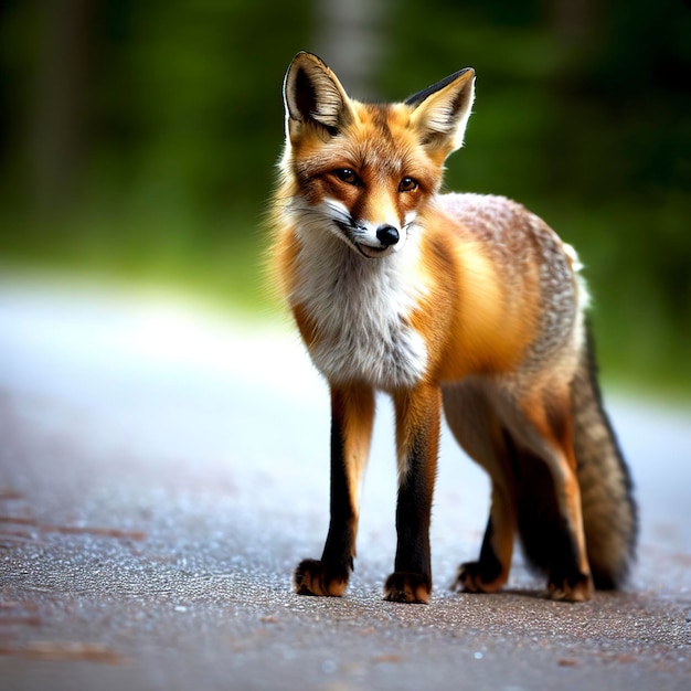 Suécia Uppland Lidingo Fox em pé na estrada