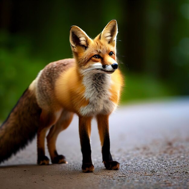 Suécia Uppland Lidingo Fox em pé na estrada