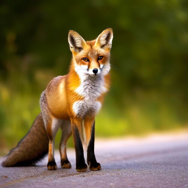 Suécia Uppland Lidingo Fox em pé na estrada