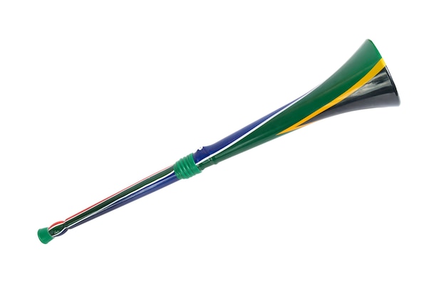 Foto südafrikanische vuvuzela lokalisiert auf weißem hintergrund
