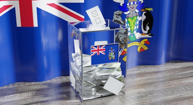 Südgeorgien und die Südlichen Sandwichinseln Wahlurne Wahlkonzept 3D-Darstellung