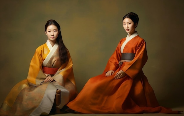 Südkoreanisches Fotoshooting für junge Frauen im Studio. Junges lächelndes Mädchen