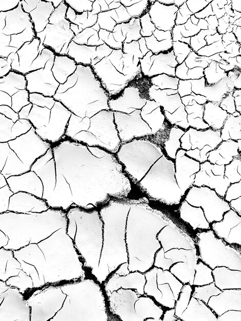 Suelo agrietado en blanco y negro