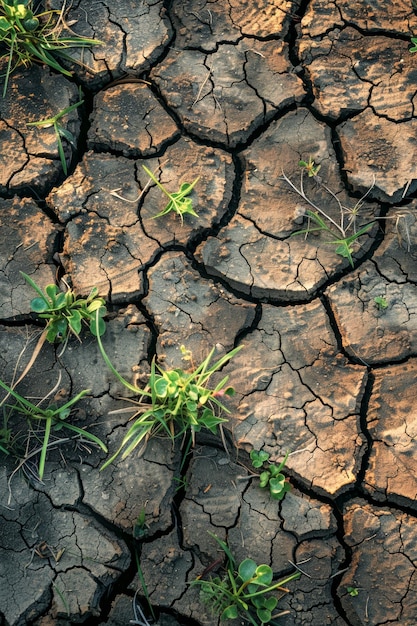 El suelo agrietado con la IA generativa de hierba