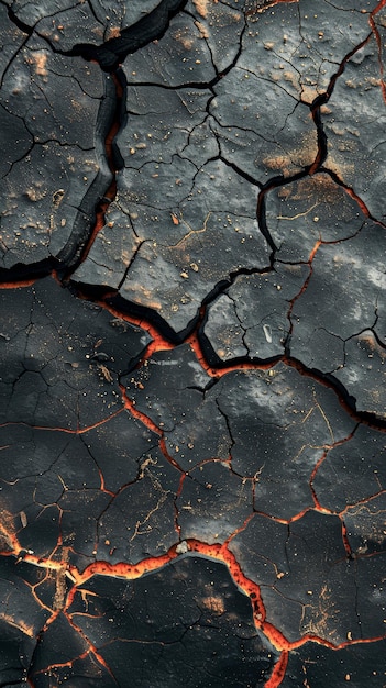 Foto el suelo agrietado con pintura roja de ia generativa